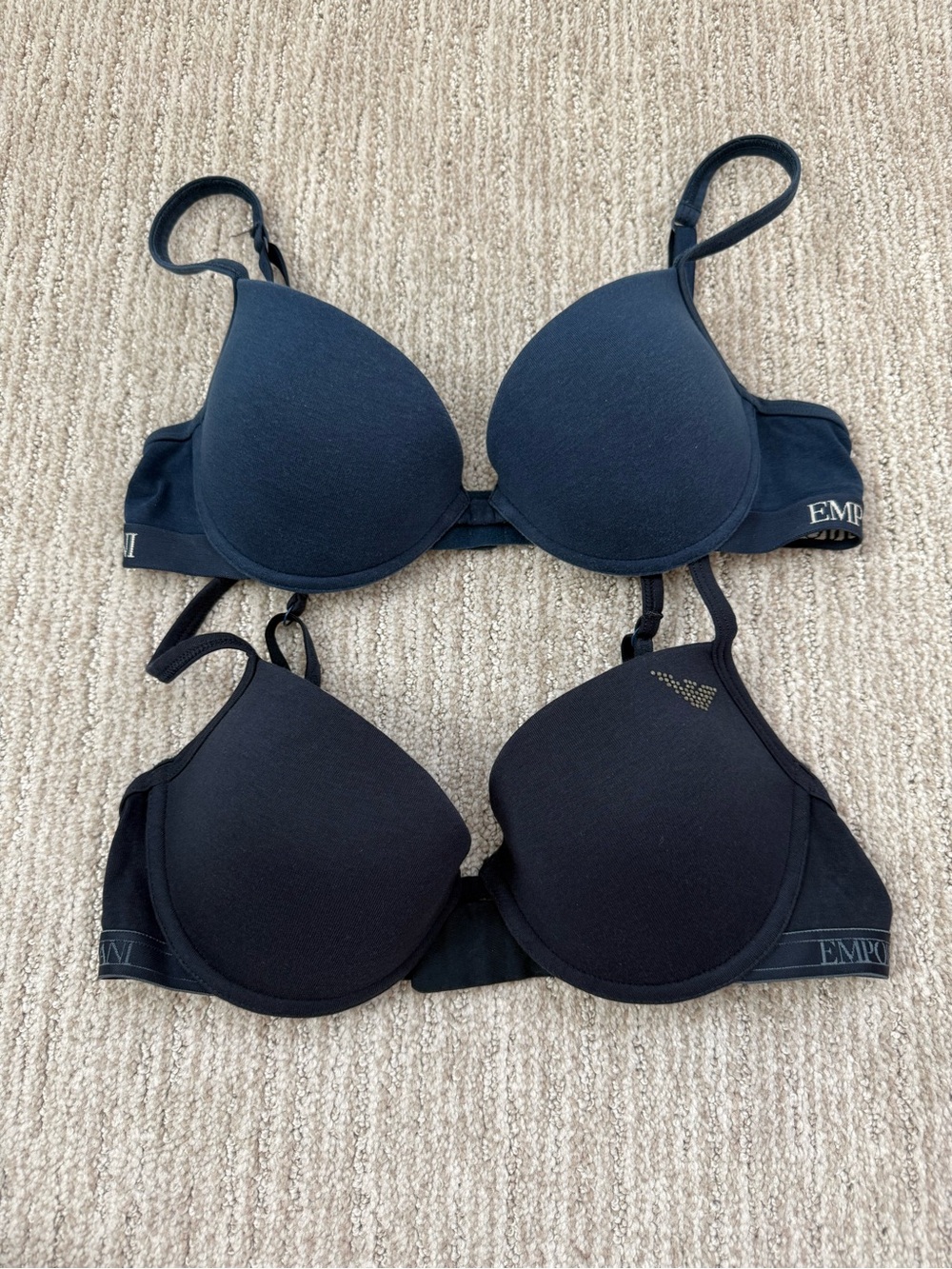 Emporio Armani Women's Blue T-Shirt Bras 36A, 36B- Lot of 2